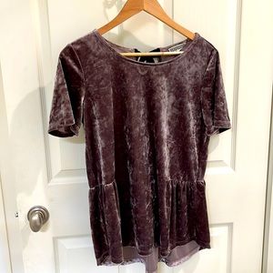 Purple Velvet Peplum Top w/ Black Velvet Ribbon